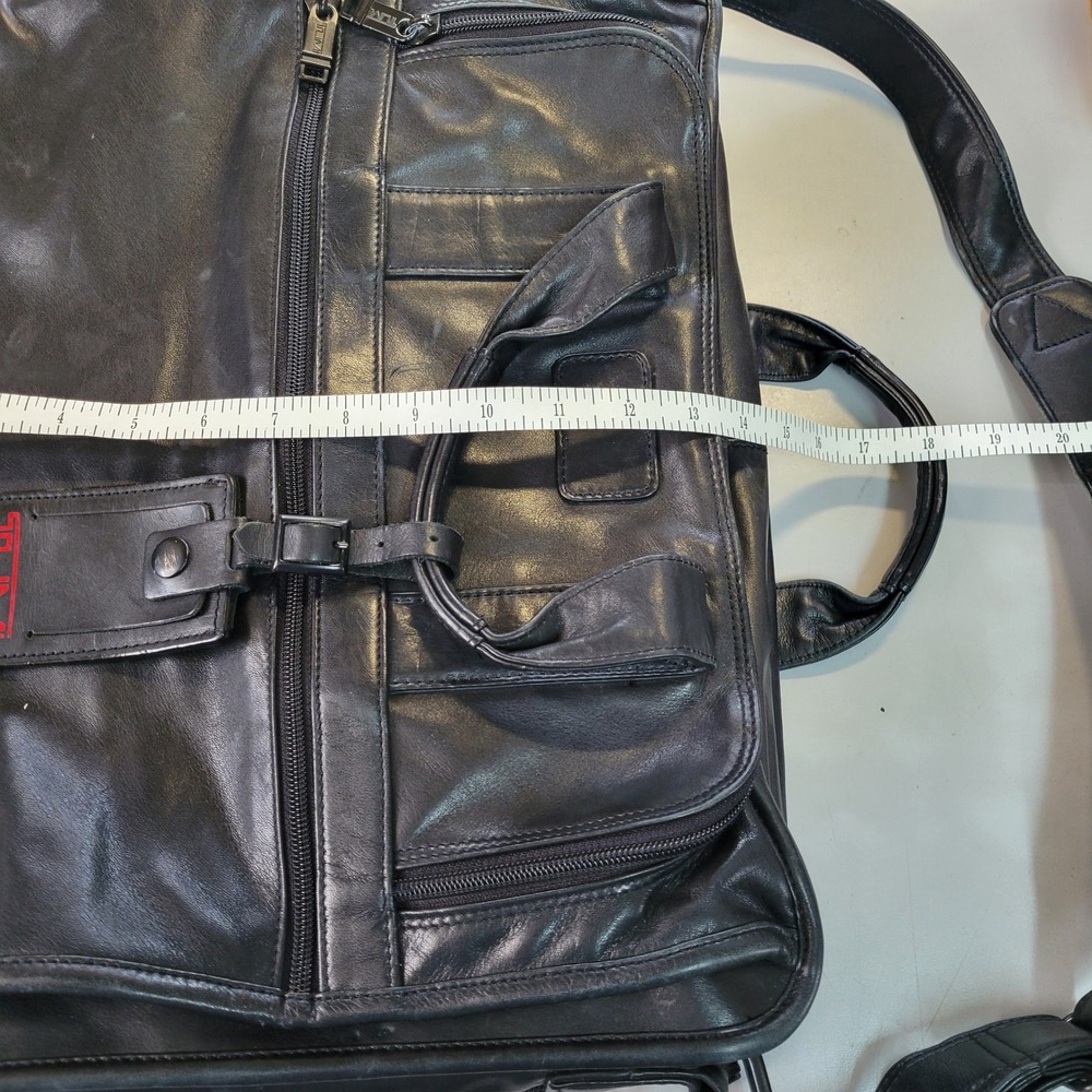 Tumi Black Leather Laptop Bag Briefcase Travel Bag 17x14 - Picture 5 of 14